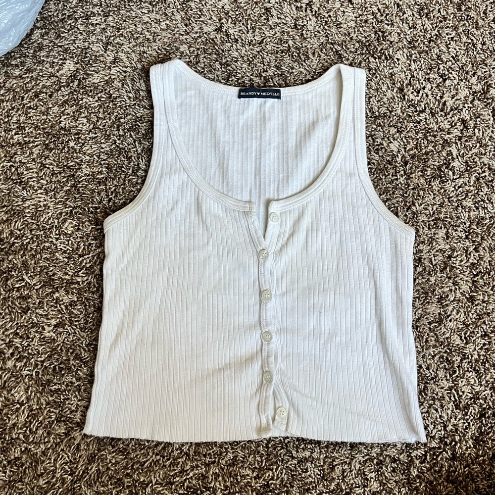 Brandy Melville Ribbed Button-Down Cropped Tank Top